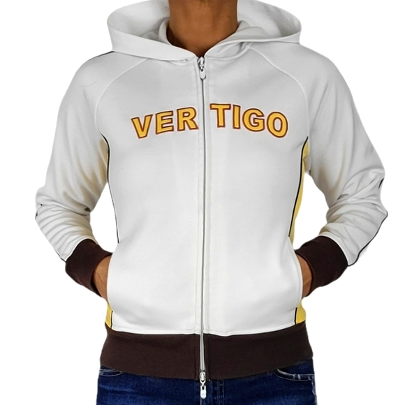 Vertigo Paris Zip Hoodie Track Jacket Size Medium White - Picture 1 of 7